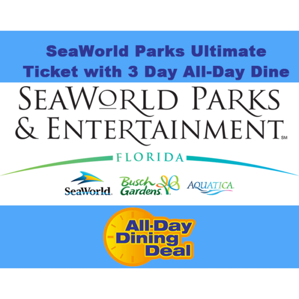 SeaWorld Orlando - 14 Day Ultimate Ticket with 3 x All Day Dine